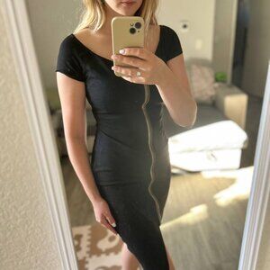 Haute Monde Black Bodycon Zip Dress - size M